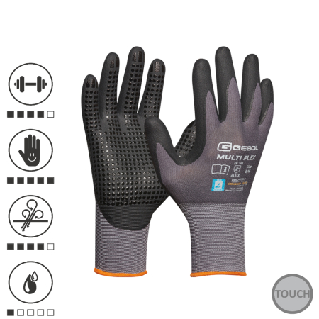 Organizare depozitare, protectie - Gebol 709279, Manusi de protectie Multi Flex, din nylon si spandex, acoperire din spuma de nitril, uz profesional, marimea 11/XXL