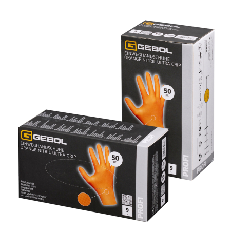 Gebol 709669, Set 50 de manusi de protectie Orange Nitril Ultra Grip, din nitril, uz profesional, marimea 9/L [2]