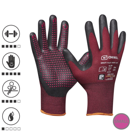 Organizare depozitare, protectie - Gebol 709975_T, Manusi de protectie Multi Flex Touch Lady, din nylon, acoperire din spuma de nitril, uz profesional, marimea 7/S