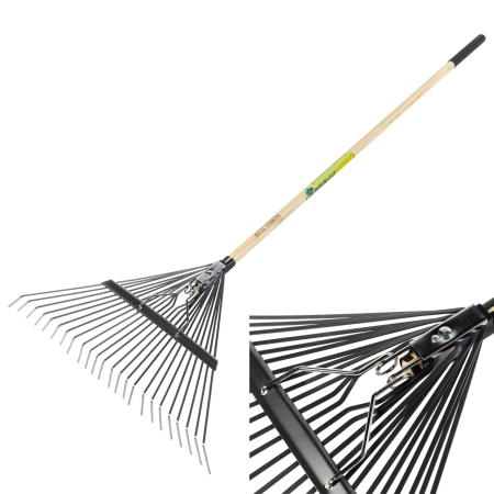 Grebla frunze 24 dinti flexibili,maner lemn,1650mm [8]