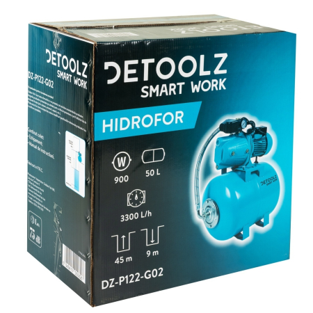 Hidrofor Detoolz 0.9 kW, debit maxim 3300l/h, inaltime maxima pompare 45m, corp pompa fonta, butelie 50L [11]
