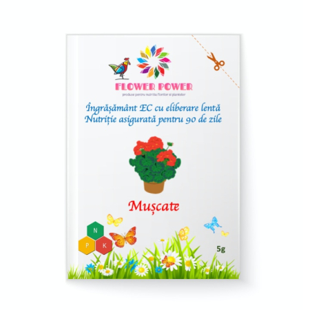 Tratamente pentru Flori - Îngrășământ Flower Power pentru mușcate cu eliberare lentă, efect 90 zile
