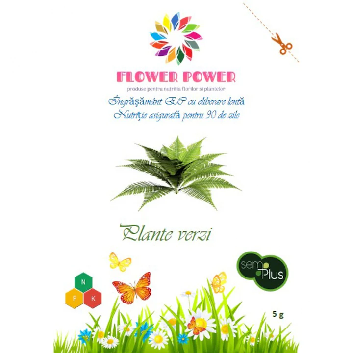 Agricultura ecologică - Îngrășământ Flower Power pentru plante verzi cu eliberare lentă, efect 90 zile
