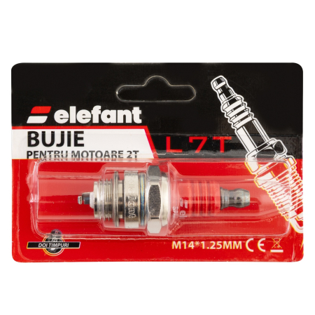 L7T Bujie pentru motoare 2T, 1 electrod M14*1.25MM, Elefant [3]