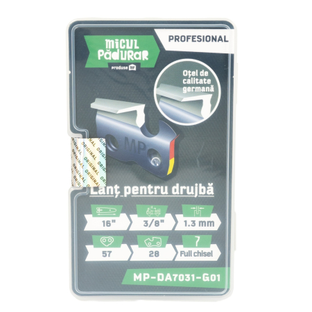 Gradinarit - Lant Micul Padurar Profesional, 16", pas 3/8", grosime pinten 1.3mm, 57 pinteni, 28 dinti, full-chisel