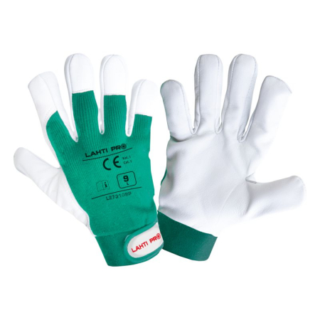 Manusi elastan - MANUSA ELASTAN CU PALMA PIELE OVINA / VERDE-ALB - 8