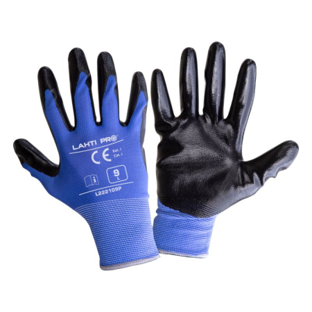 Organizare depozitare, protectie - MANUSA NITRIL CU POLIESTER / NEGRU-ALBASTRU - 9