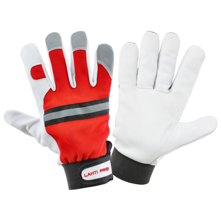 Organizare depozitare, protectie - MANUSA PIELE OVINA CU POLIESTER / ROSU-ALB - 8