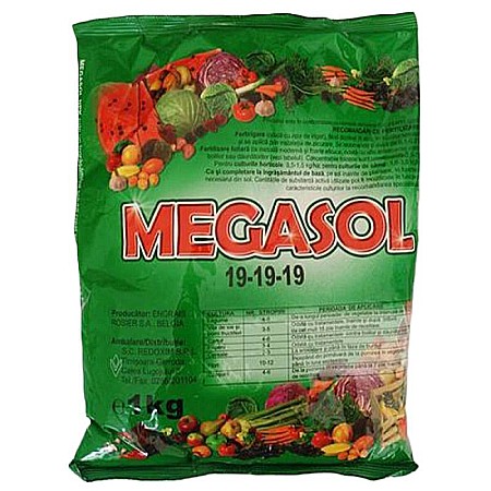 Îngrășăminte foliare hidrosolubile - Îngrășământ Megasol 19-19-19+TE