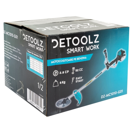 Motocoasa Detoolz 2.8CP 52CC motor benzina 2T, pornire rapida, 4 accesorii, tija 28mm [3]