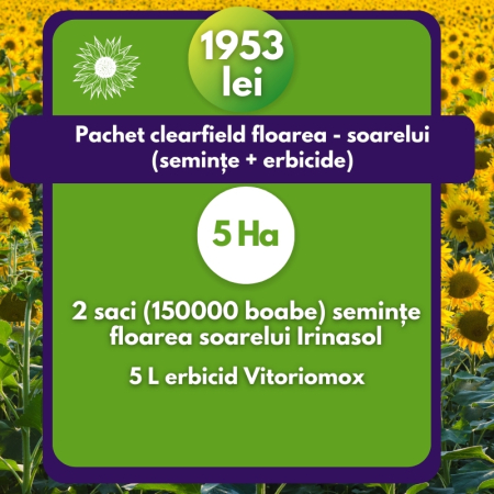 Seminţe și material săditor - Pachet clearfield fl-soarelui 5 ha (semințe+erbicide)