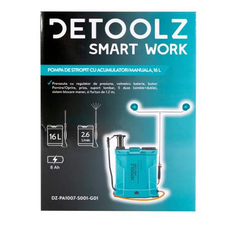 Pompa de stropit 2 in 1 ( acumulator si manuala), Detoolz 16L [15]