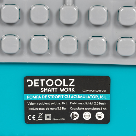 Pompa de stropit Detoolz cu acumulator, capacitate 16L, cu paleta de amestecare [16]