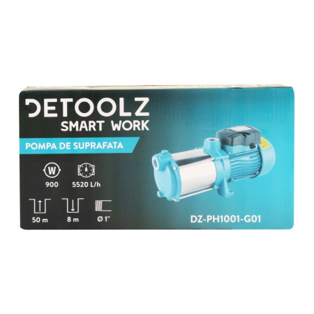 Pompa de suprafata Detoolz 0.9 kW, debit maxim 5520l/h, inaltime maxima de pompare 50m, corp pompa fonta [7]