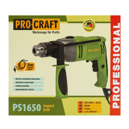 PS1650 Masina de gaurit cu percutie ProCraft, produsul contine taxa timbru verde 2.5 Ron, 3.23 kg [2]