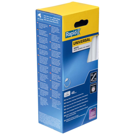 Rapid 5001412, Set 48 batoane de adeziv, universale, albe, 12 x 190 mm [1]
