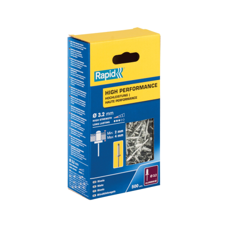 Constructii - Rapid 5001431, set 500 de nituri high performance, Ø3.2 x 8 mm