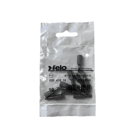 Scule de mana - Set 10 biti Felo, seria Industrial profil Drept, C6.3, 4.0x0.8mm, 25mm