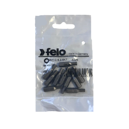Gradinarit  - Set 10 biti Felo, seria Industrial profil HEX, C6.3, HX4.0, 25mm