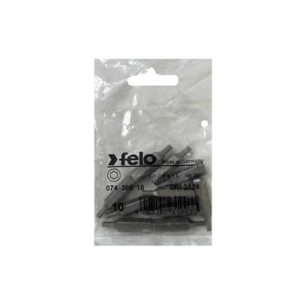 Gradinarit  - Set 10 biti Felo, seria Industrial profil HEX, C8, HX3.0, 32mm