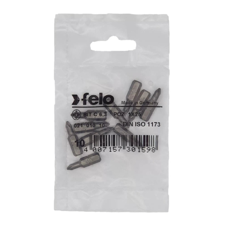 Biti si seturi biti - Set 10 biti Felo, seria Industrial profil Pozidrive, C6.3, PZ1, 25mm