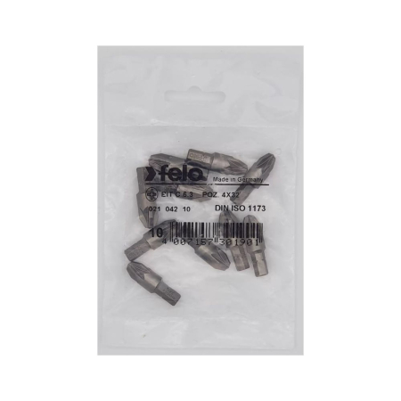 Biti si seturi biti - Set 10 biti Felo, seria Industrial profil Pozidrive, C6.3, PZ4, 32mm