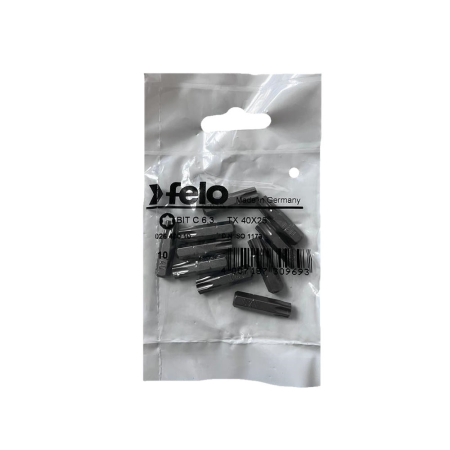 Întreținere casă și fermă - Set 10 biti Felo, seria Industrial profil Torx, C6.3, TX40, 25mm