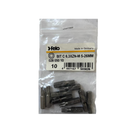Întreținere casă și fermă - Set 10 biti Felo, seria Industrial profil XZN, C6.3, M5, 25mm