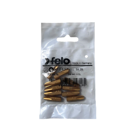 Întreținere casă și fermă - Set 10 biti Felo, seria TiN Plus profil Philips, C6.3, PH3, 25mm