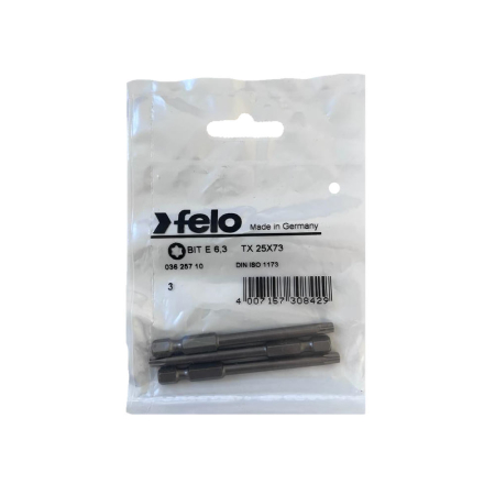 Întreținere casă și fermă - Set 3 biti Felo, seria Industrial profil Torx, E6.3, TX25, 73mm