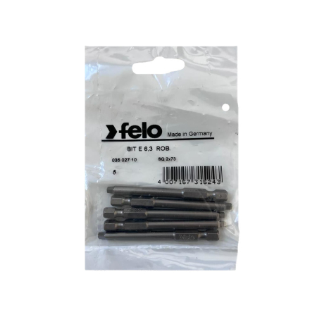 Scule de mana - Set 5 biti Felo, seria Industrial profil patrat, E6.3, SQ 2 (2.80mm), 73mm