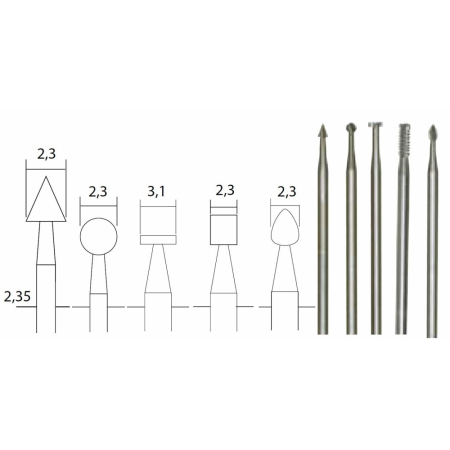Set 5 freze din aliaj de otel-wolfram-vanadiu, Proxxon 28710 [1]