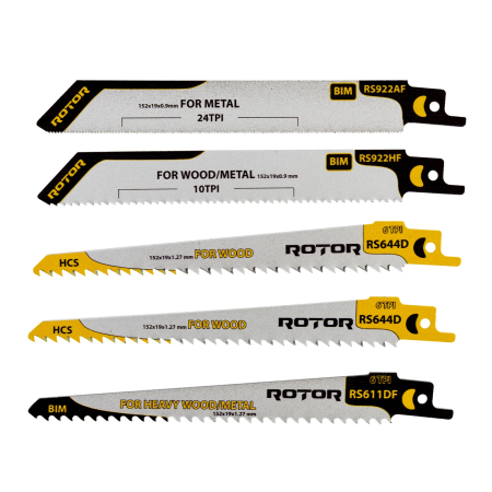 Întreținere casă și fermă - Set 5 Panze fierastrau sabie pentru Lemn/Metal ROTOR RSS1