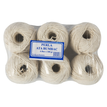 Set 6 ghem sfoara bumbac Micul Fermier, 100gr, culoare alb [2]