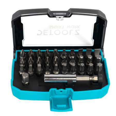 Set biti Detoolz, 32 de piese, cu prelungitor magnetic, material Cr-V [1]