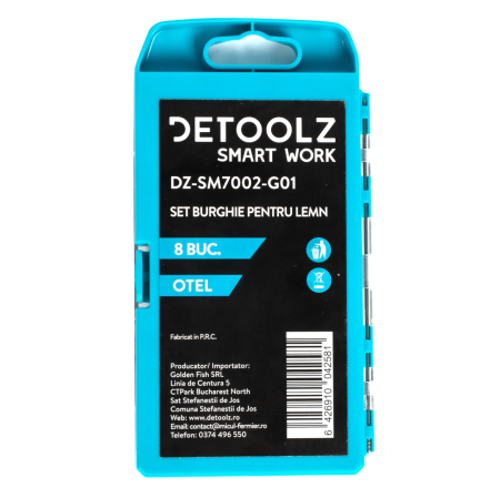 Set burghie Detoolz pentru lemn 8 bucati G01 [2]