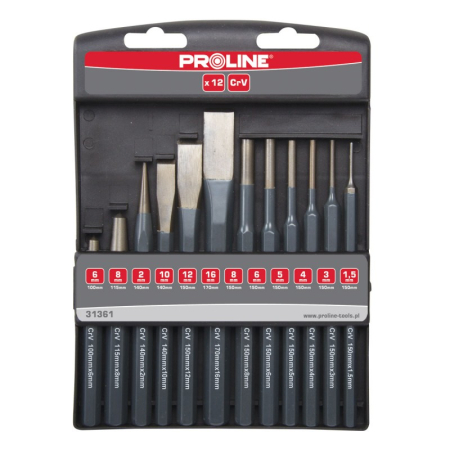 Taiere metal - SET DALTI-DORNURI-PUNCTATOARE CR-VA PENTRU METAL - 12P.
