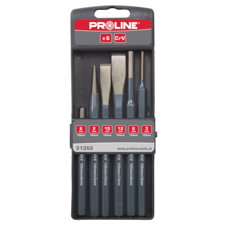 Scule de mana - SET DALTI-DORNURI-PUNCTATOARE CR-VA PENTRU METAL - 6P.