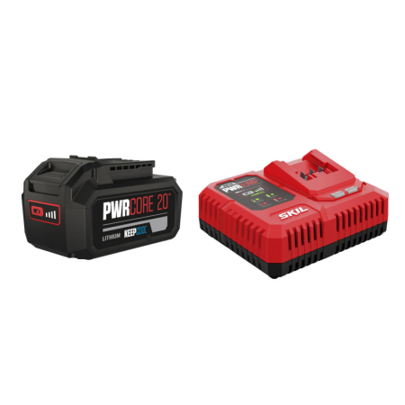 Acumulatori si incarcatoare - SKIL 3111 AA, Set incarcator si acumulator Li-Ion 20V Max, 4.0Ah, PWRCORE 20, indicator LED