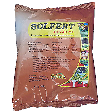 Îngrășăminte foliare hidrosolubile - Îngrășământ Solfert 10-5-40+ME