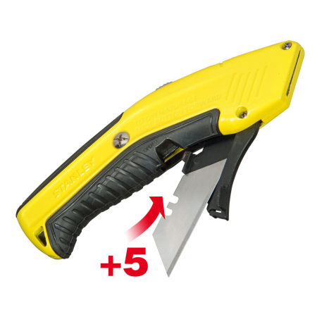 Stanley 0-10-237, Cutter cu lama retractabila si auto-incarcare, 150mm + 5 lame trapezoidala 19mm [3]