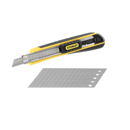 Cutite, cuttere si lame - Stanley 0-10-475, Cutter Fatmax bimaterial cu blocare prin glisare, + 6 lame segmentate 9mm