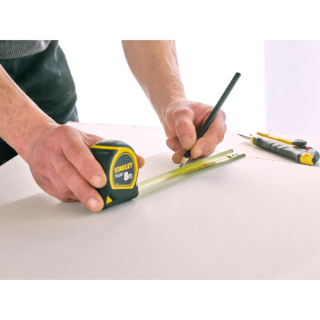 Stanley 0-30-657, ruleta Tylon 8m, tru-zero, protectie din cauciuc, anti-alunecare, 8m x 25mm, blister [6]