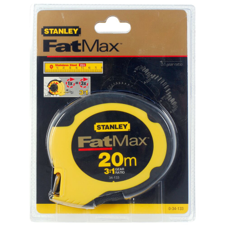 Stanley 0-34-133, ruleta fatmax inchisa 20m, cu banda din fibra de otel, carabina cu agatatoare, angrenaj de multiplicare, 20m x 10mm, blister [1]