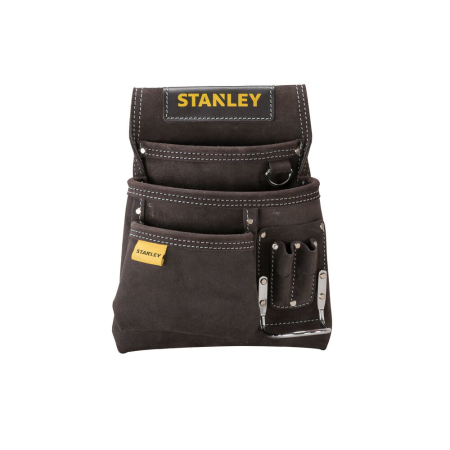 Organizare depozitare, protectie - Stanley STST1-80114, suport din piele pentru curea, 3 buzunare pentru scule