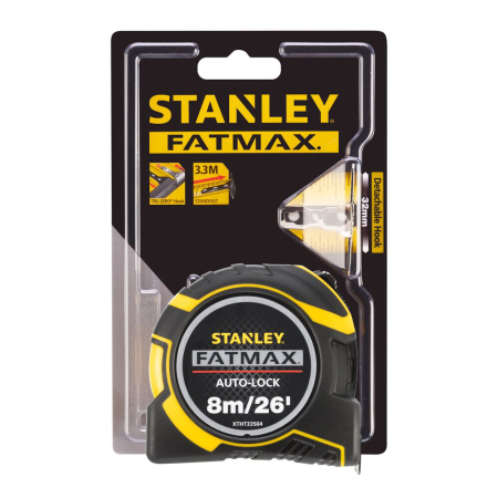 Stanley XTHT0-33504, ruleta autolock fatmax 8m, Mylar®, BladeArmor, magnet fix, 8m/26Inch x 32mm + un carlig detasabil, blister [3]