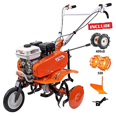 Întreținere casă și fermă - Motosapa DAC 7000K + roți cauciuc 4.00-8 + plug + adaptor + roți metalice 350 fără manicot + set contragreutăți 10 kg