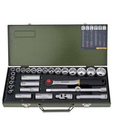 Trusa chei tubulare in cutie de metal, Proxxon 23000, 1/2', 29 buc [1]