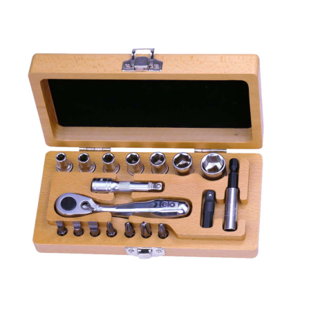 Truse si seturi de unelte - Trusa chei tubulare si biti, XS Traditional, Felo, 1/4', 18 piese