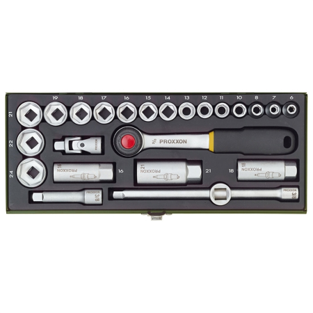 Întreținere casă și fermă - Trusa compacta de chei tubulare 3/8', Proxxon 23110, 24 piese